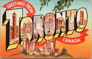 Greetings from Toronto Ontario ON Large Letter Unused Postcard F18