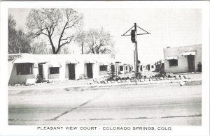 CO, Colorado Springs PLEASANT VIEW COURT Roadside Motel ca1950's B&W Postcard