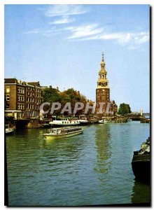 Postcard Modern Amsterdam Holland Oude Schans Tour on Montelbaan