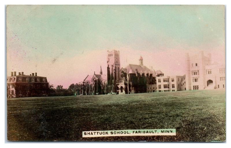RPPC Shattuck School, Faribault, MN Hand-Colored Real Photo Postcard