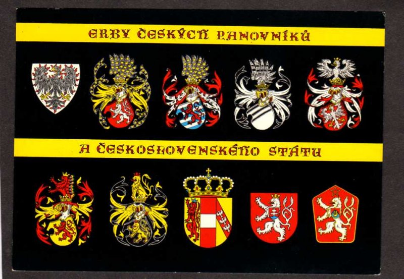 Czechoslovakia Czech Republic Rulers Kings Coats of Arms Postcard Czechoslovak