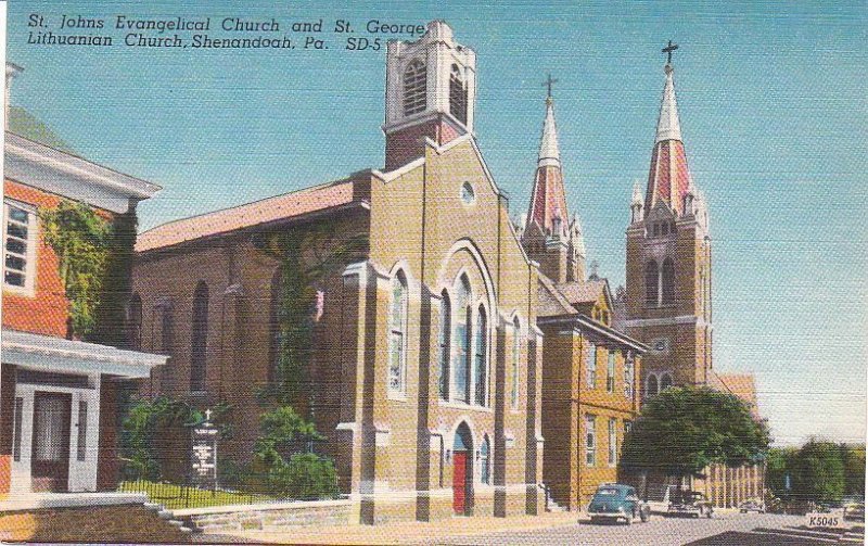 Postcard St Johns Evangelical Church Shenandoah PA