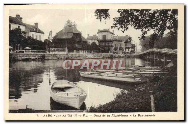 Old Postcard Samois-sur-Seine Quai de la Republique Le Bas Samois