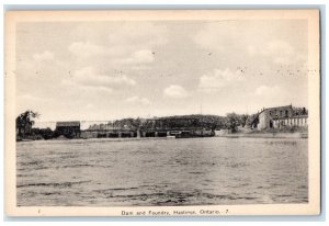 c1950's Water Scene, Dam and Foundry Hastings Ontario Canada Vintage Postcard