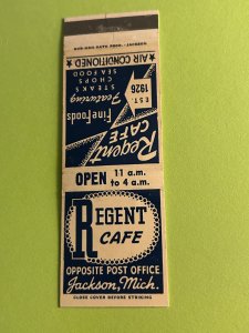 Vintage Matchbook Cover Regent Cafe Jackson, Michigan MB180