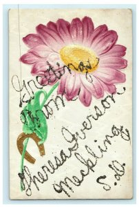 Greetings from Mackling South Dakota Embossed Glitter Painted Antique Postcard