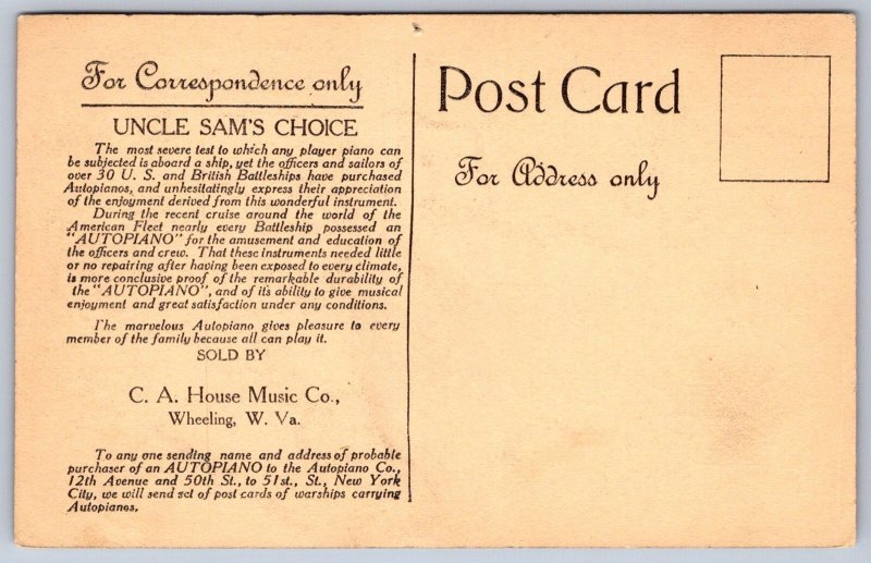 K29/ Ship Postcard c1910 U.S. Armored Cruiser West Virginia Navy 273