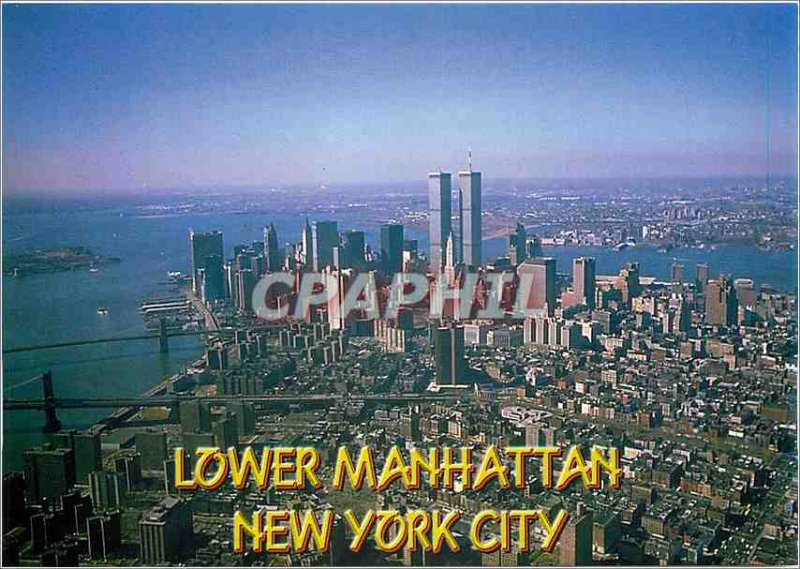 Postcard Modern New York Arerial veiw of Lower New York Skylilne