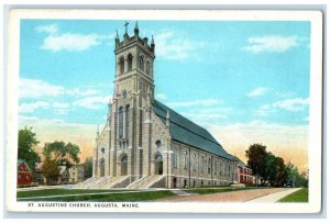 c1920 St. Augustine Church Chapel Cathedral Exterior Augusta Maine ME Postcard