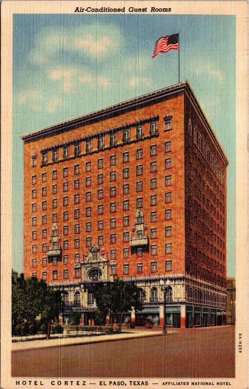 Air-Conditioned Guest Rooms Hotel Cortez El Paso TX Postcard PC181