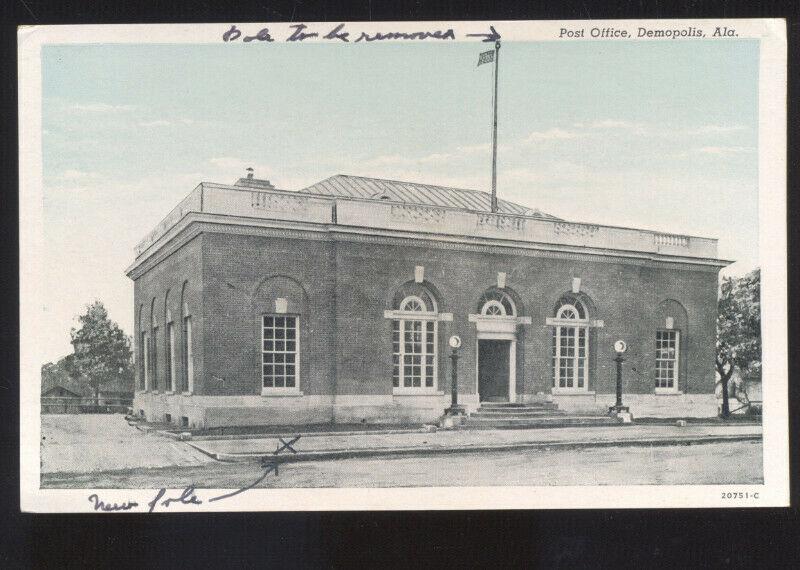 DEMOPOLIS ALABAMA UNITED STATES POST OFFICE BUILDING VINTAGE POSTC ARD