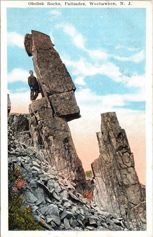 Obelisk Rocks Palisades Weehawken New Jersey NJ POstcard DB Unposted Vintage 