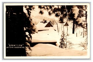 c1942 Snowtime In The Sierras California Postcard Vintage Standard View RPPC