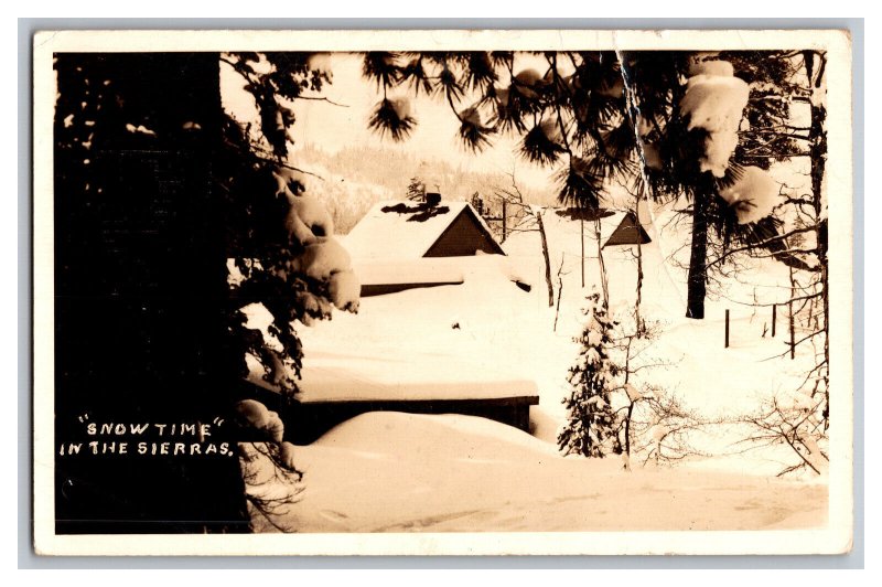 c1942 Snowtime In The Sierras California Postcard Vintage Standard View RPPC 