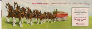 Budweiser Beer Advertising, BI-FOLD, Clydesdale Horses & Wagon 1951 St. Louis MO