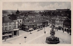 KLADNO CZECH REPUBLIC-CITY CENTER-STOREFRONTS~ELEVATED VIEW PHOTO POSTCARD