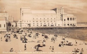 RPPC MUNICIPAL AUDITORIUM & BEACH LONG BEACH CALIFORNIA REAL PHOTO POSTCARD