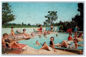 c1960's Gamecock Motel Restaurant Santee South Carolina SC Pool Scene Postcard