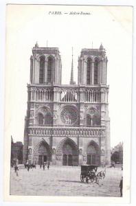 Paris Notre Dame Cathedral Horse Carriage ca 1910 France