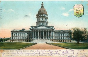 1907 Kansas State Capitol, Topeka, Kansas Vintage Glittered Postcard