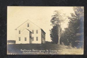 RPPC ROCKINGHAM VERMONT OLD CHURCH BUILDING VINTAGE REAL PHOTO POSTCARD