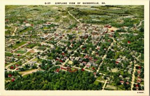 Aerial View of Gainesville GA LInen Vintage Postcard B55