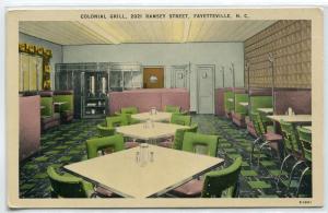 Colonial Grill Restaurant Interior Fayetteville North Carolina postcard