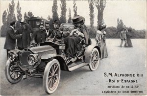 PC S.M. ALPHONSE XIII KING OF SPAIN AU VOLANT DION-BOUTON CAR (a36353)