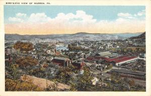 Warren Pennsylvania Birdseye View Of Town Scenic Antique Postcard K15627