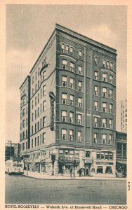 Vintage Postcard Hotel Roosevelt Wabash Avenue Roosevelt Road Chicago Illinois