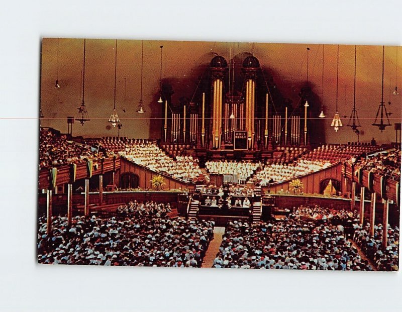Postcard Interior Mormon Tabernacle Salt Lake City Utah USA