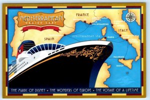 DISNEY CRUISE LINE Ship Advertising ~ Map MEDITERRANEAN 2007 ~ 4x6 Postcard