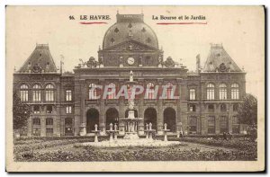 Old Postcard Le Havre Stock Exchange and the Garden