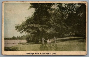 Postcard Larrabee IA c1923 Greetings From Larrabee Iowa Cherokee County CDS