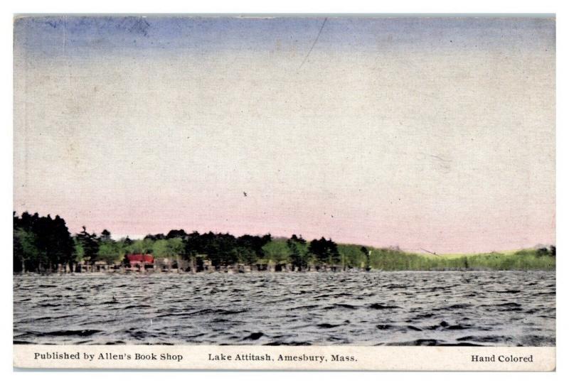 Early 1900s Lake Attitash, Amesbury, MA Hand-Colored Postcard *5F(2)20