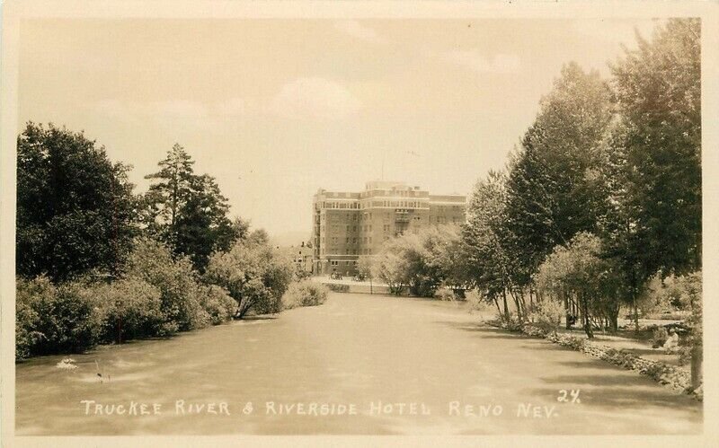 1950s Nevada Reno Truckee River Riverside Hotel #24 RPPC Photo Postcard 22-11452