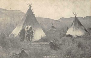 Bad Land Charley Camp Tipi Native Americana 1908 Lake City, MN Vintage Postcard