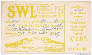 QSL Radio Postcard , Lookout Mt , Tennessee ,PU-1939