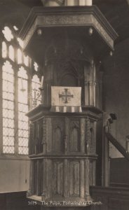 Fotheringhay Church Pulpit Northampton Old Real Photo Postcard