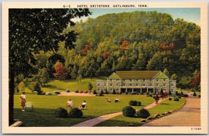 Gatlinburg TN-Tennessee, Hotel Greystone, Large Cozy Veranda Overlooks, Postcard