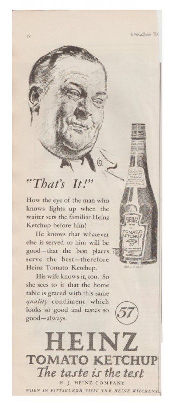 1927 Print Ad Heinz Tomato Ketchup, Smiling Man Vintage