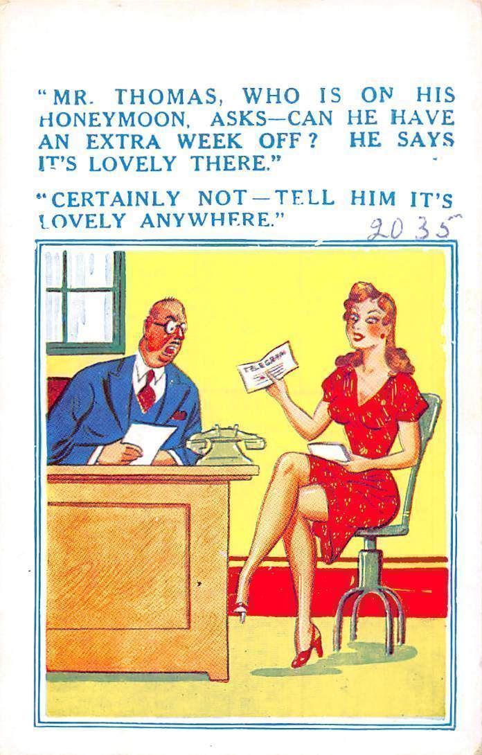 Comic Humour Telegram Mr Thomas Who Is On His Honeymoon Extra Week Off Hippostcard