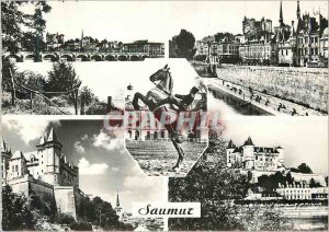 Postcard Modern Saumur Bridge and the City View to the Courbette Chateau Le C...