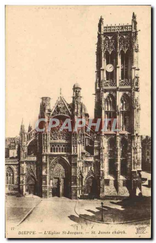 Postcard Old St Jacques Church Dieppe