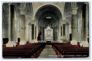 1914 Interior St. Mary's Interior Altar Church Cathedral Wichita Kansas Postcard