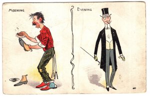 Vintage Humour Gentleman 'Morning' 'Evening' Used 1906