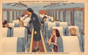 North Western Streamliner 400 Coach Train Car Interior Vintage Postcard AA69659
