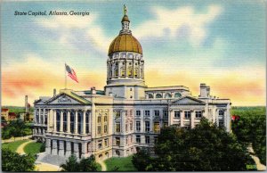 Vtg Atlanta Georgia GA State Capitol 1940s Unused Linen Postcard