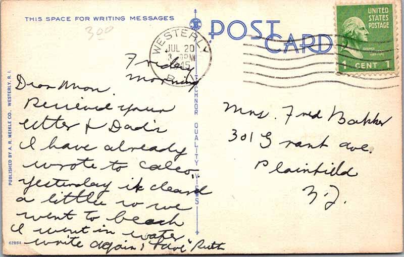 Postcard BUILDING SCENE Westerly Rhode Island RI AM2378