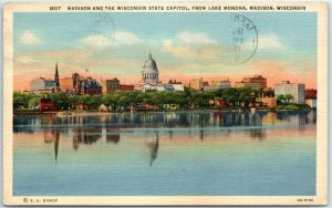 M-25543 Madison And The Wisconsin State Capitol From Lake Monona Madison WI